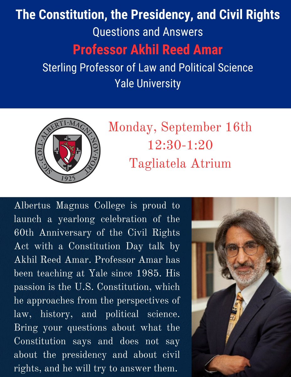 Much thanks and appreciation to Professor Akhil Reed Amar for his great Constitution Day talk on campus yesterday. A full house at the TAG Atrium...