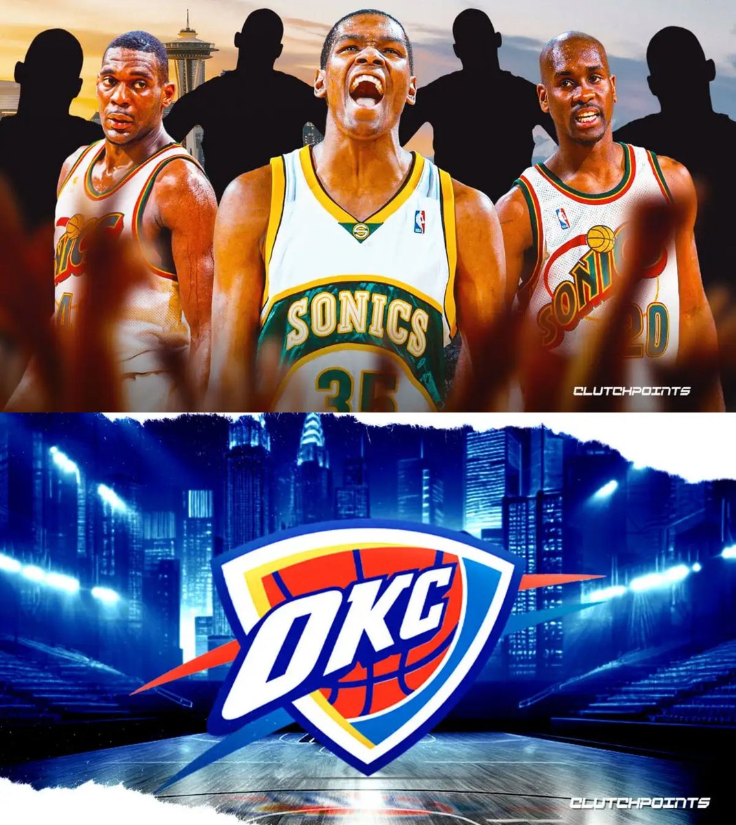 ClutchPoints's tweet photo. The Seattle SuperSonics would get their history back from the OKC Thunder if the NBA gives Seattle a team 🙌

The Sonics relocated to Oklahoma City in 2008.

(via @ESPN) https://t.co/Mf84EtQEEP