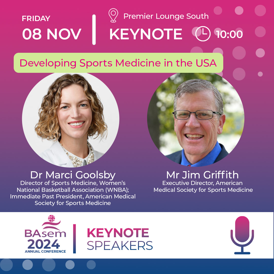 basem_uk's tweet image. Keynote Alert!
🗓️ Fri, 8 Nov | 10 AM

Join @marcigoolsby @jgriffith31as they explore the world of U.S. Sports Medicine – from provider types to accreditation, the history of AMSSM, and current challenges. Don’t miss it!
🔗 bit.ly/4gu7Hdq
#SportsMedicine #AMSSM