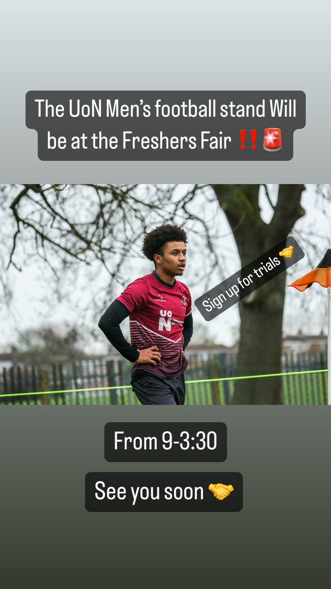 Catch us at the Fresher’s on campus tomorrow the 18th September🚨. You will be able to sign up to trials at the fair. You can also sign up on the link in the bio.

Big season ahead 
See you soon🔥
