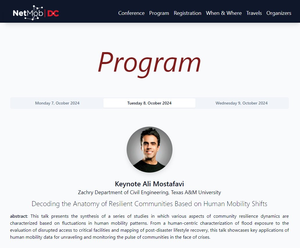 Look forward to presenting a keynote at <a href="/NetMob24/">NetMob</a> in couple of weeks about our work on Decoding the Anatomy of Resilient Communities Based on Human Mobility Shifts!