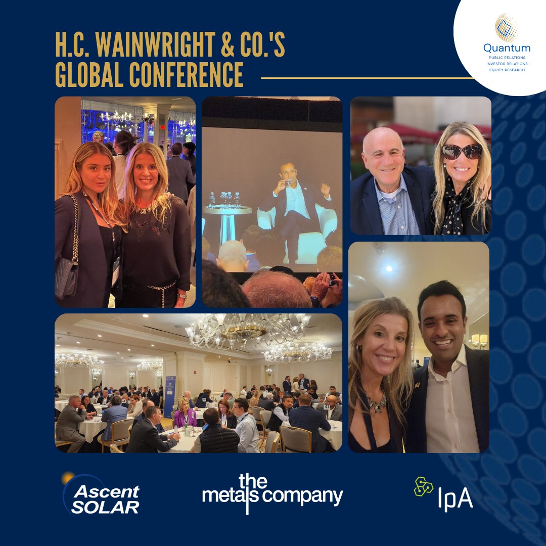 Quantum Media Group, LLC (@quantummediallc) on Twitter photo Our team supported <a href="/themetalsco/">The Metals Company</a>, <a href="/ImmunoPrecise/">IPA (ImmunoPrecise Antibodies)</a>, and <a href="/AscentSolar/">Ascent Solar</a> at <a href="/HCWCO/">H.C. Wainwright & Co.</a>'s Global Conference. <a href="/AriZoldan/">Ari Zoldan</a>, <a href="/bicycleman0402/">Allan B Rosenthal 🔯⚾🚲🚴🚴♀️🚴♂️</a>, <a href="/jzimmons/">Jennifer Zimmons</a>, and our clients spent a week reconnecting and networking with partners, new companies, friends, and colleagues! ✨ #HCWainwrightGlobal Our team supported <a href="/themetalsco/">The Metals Company</a>, <a href="/ImmunoPrecise/">IPA (ImmunoPrecise Antibodies)</a>, and <a href="/AscentSolar/">Ascent Solar</a> at <a href="/HCWCO/">H.C. Wainwright & Co.</a>'s Global Conference. <a href="/AriZoldan/">Ari Zoldan</a>, <a href="/bicycleman0402/">Allan B Rosenthal 🔯⚾🚲🚴🚴♀️🚴♂️</a>, <a href="/jzimmons/">Jennifer Zimmons</a>, and our clients spent a week reconnecting and networking with partners, new companies, friends, and colleagues! ✨ #HCWainwrightGlobal