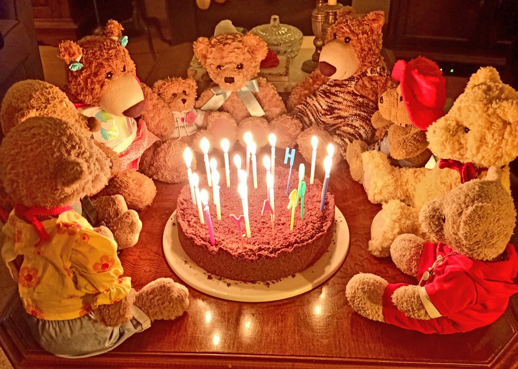 I had my birthday last week and got a big cake made by my best friend's mum. Will post more on Facebook. But it was not just my birthday, but also a celebration of all the birthdays of my fluffy mates at home. 😍🐾🐻🥳