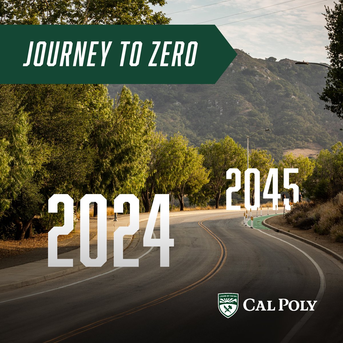 The journey begins NOW! As we look towards 2045, Cal Poly is committed to achieving carbon neutrality by reducing emissions and building a sustainable future. Together, we can create a greener tomorrow.
