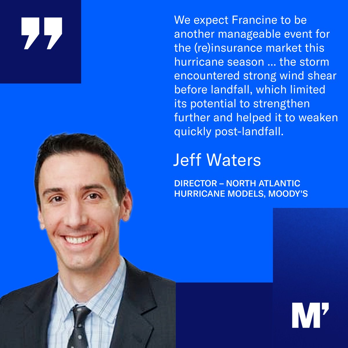 📢 MEDIA ANNOUNCEMENT 📢

Moody’s RMS Event Response Estimates U.S. Private Market Onshore and Offshore Insured Losses for Hurricane #Francine

Read the full announcement here: rms.com/newsroom/annou…

#insurancenews #insurance #reinsurance #ils #hurricane #riskmanagement