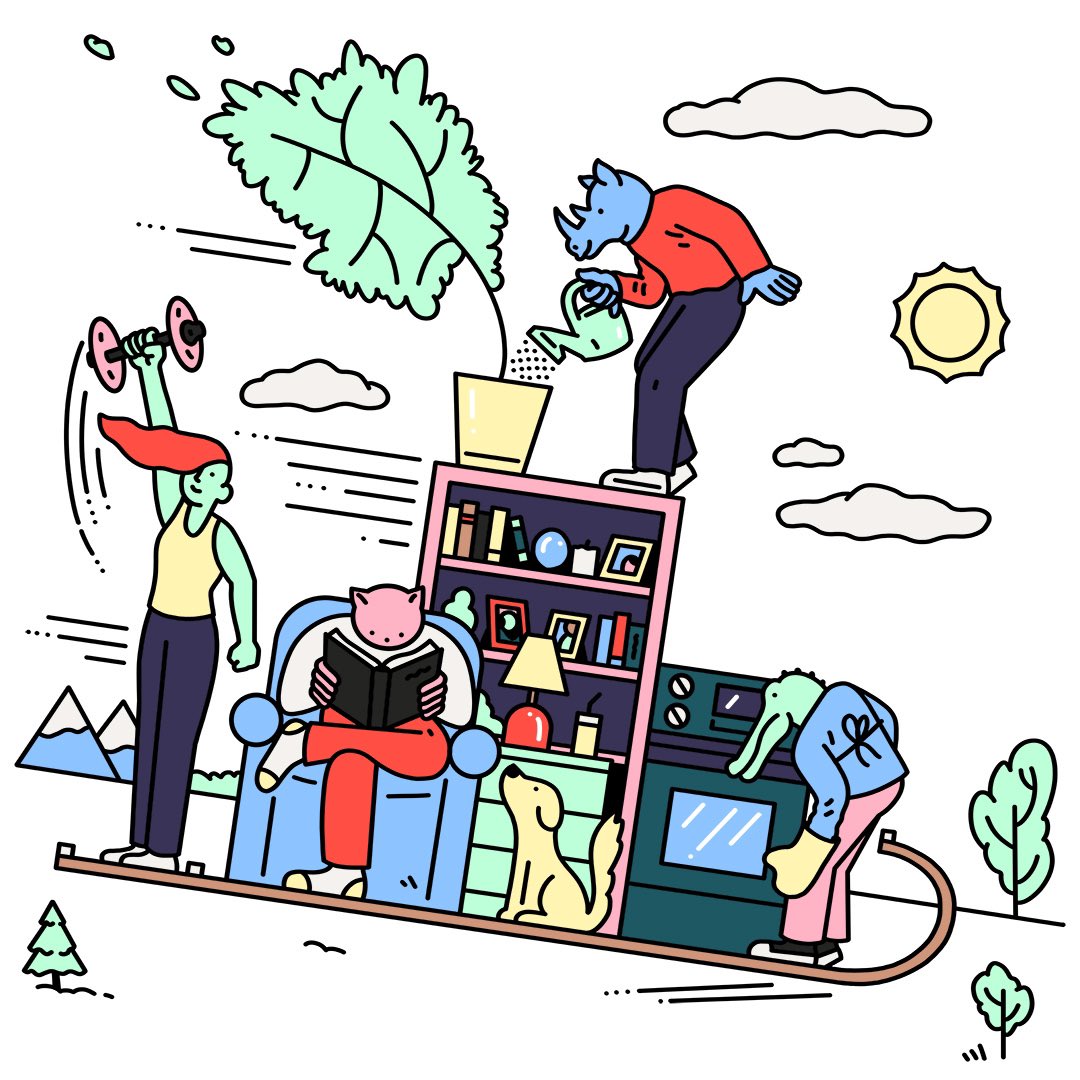 Second of three recent illustrations created for Toboggan Flats, a co-living apartment space repurposing vacant office buildings. Thanks to <a href="/wearequake1/">wearequake</a> !