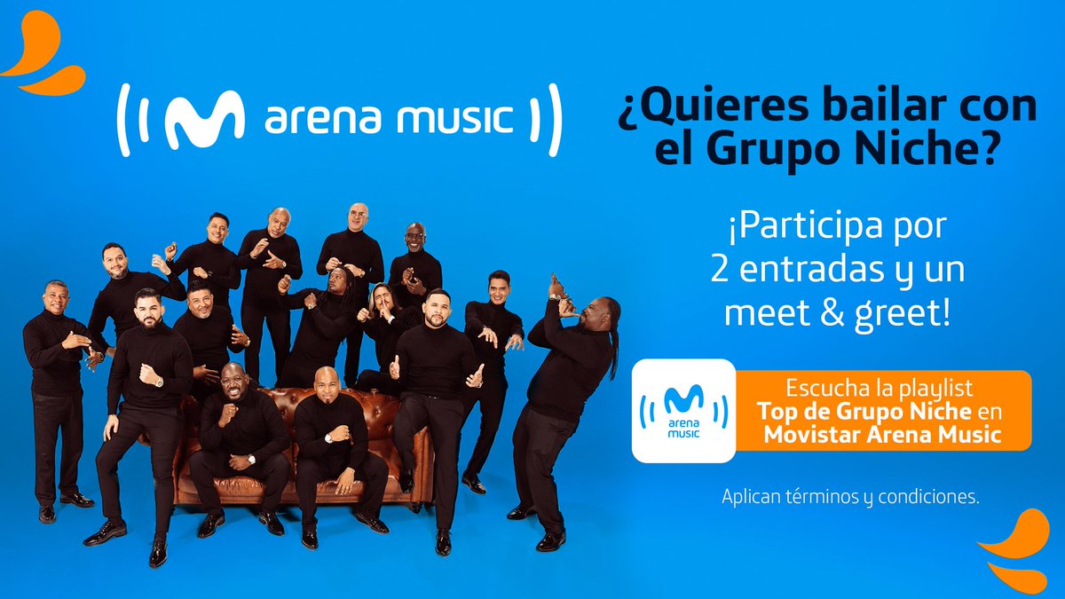 Una aventura 🎵 Participa por una boleta doble +meet &amp; greet para el Grupo Niche. 

Descarga la App Arena Music App y conoce más 👉 movistar.com.co/arena-music