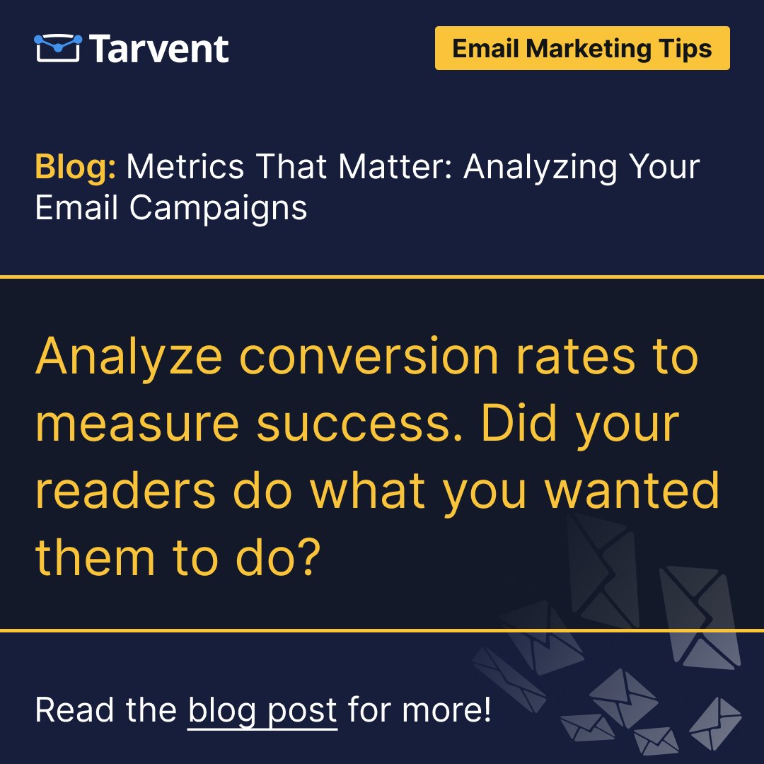 TarventInc's tweet image. Blog Recap! Don&apos;t miss out—explore our latest blog (link below) and discover this blog&apos;s top tips. Check it out now!

#EmailMarketing #KPIs #CampaignAnalysis

u.trvt.io/1039N2wZN