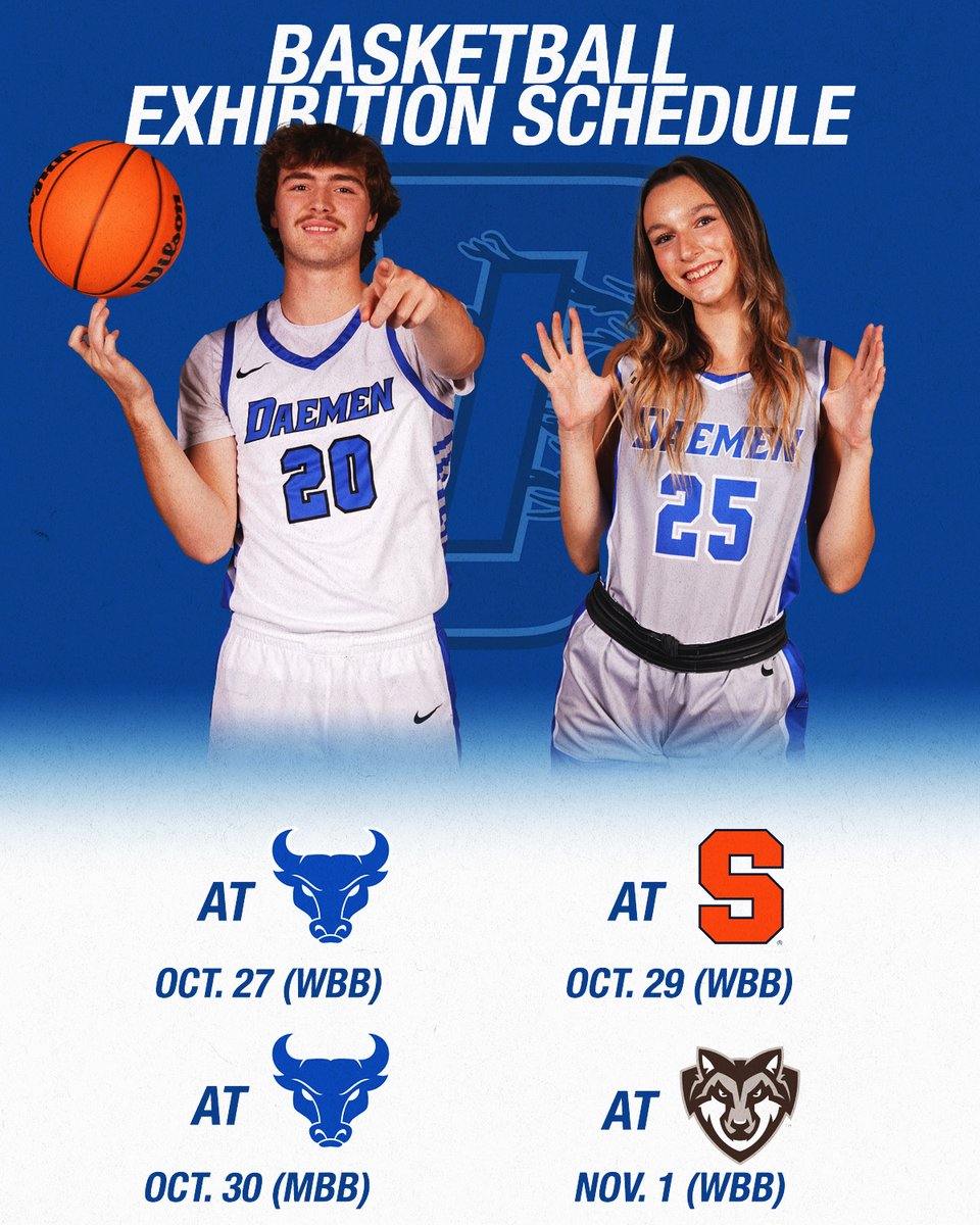 🏀| <a href="/DaemenMBB/">Daemen Men’s Basketball</a> and <a href="/DaemenWBB/">Daemen Women’s Basketball</a> revealed their 2024 exhibition schedules featuring games against some of the top Division I basketball teams in Western New York!

🗞️ - daemenwildcats.com/news/2024/9/17…

#TheWildcatWay