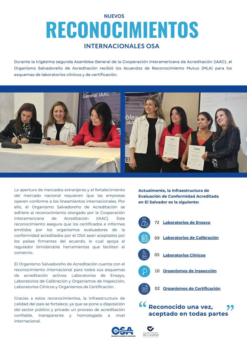 Organismo Salvadoreño de Acreditación tweet media