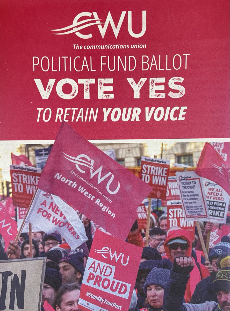 Political Fund Ballot 2024
10 Reasons to Vote YES
Reason 6. Opposing cuts, fighting for public services and against privatisation
<a href="/CWUnews/">CWU</a> <a href="/NWCWU/">Carl Webb - #joinaunion</a> <a href="/CWUYoungWorkers/">CWU Young Workers</a> <a href="/cwuEQUALITY/">CWU</a> <a href="/DaveWardGS/">Dave Ward</a> <a href="/TraceyFussey/">Tracey Fussey 💫</a> @KarenRoseCWU@tkearnsy@AndyFurey_CWU
cwu.org/politicalballot