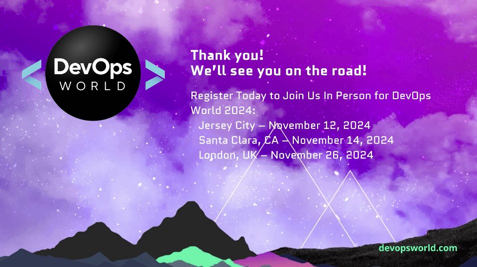 CloudBees's tweet image. Thank you for joining us at #DevOpsWorld2024! We hope you had a fantastic day of learning, networking, and inspiration. See you next year! 👋

PS. Don&apos;t forget to book your demo here: bit.ly/3TvZWtE