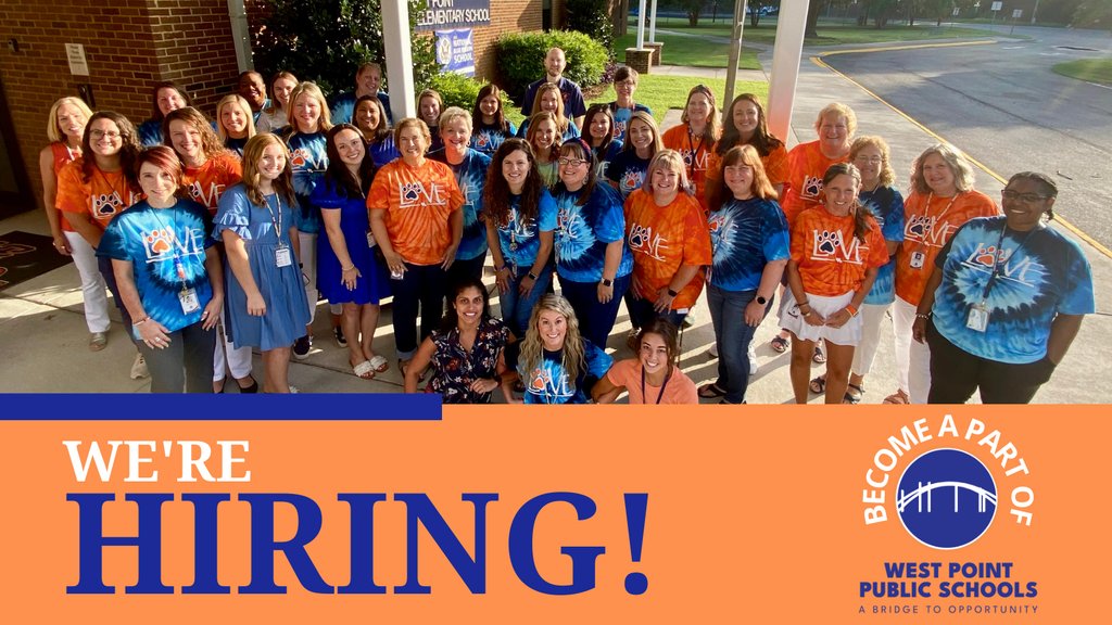 Ready to make an impact? WPES is hiring for 2 positions: Interventionist, School Counselor
Apply today! applitrack.com/westpointschoo…