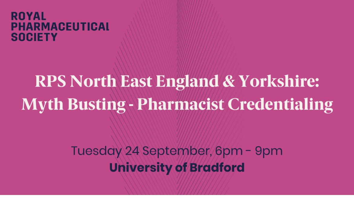 Only one week until the RPS credentialing event that I am hosting at the University of Bradford. To register for the event follow the link events.rpharms.com/ereg/newreg.ph… 
I look forward to seeing you there!