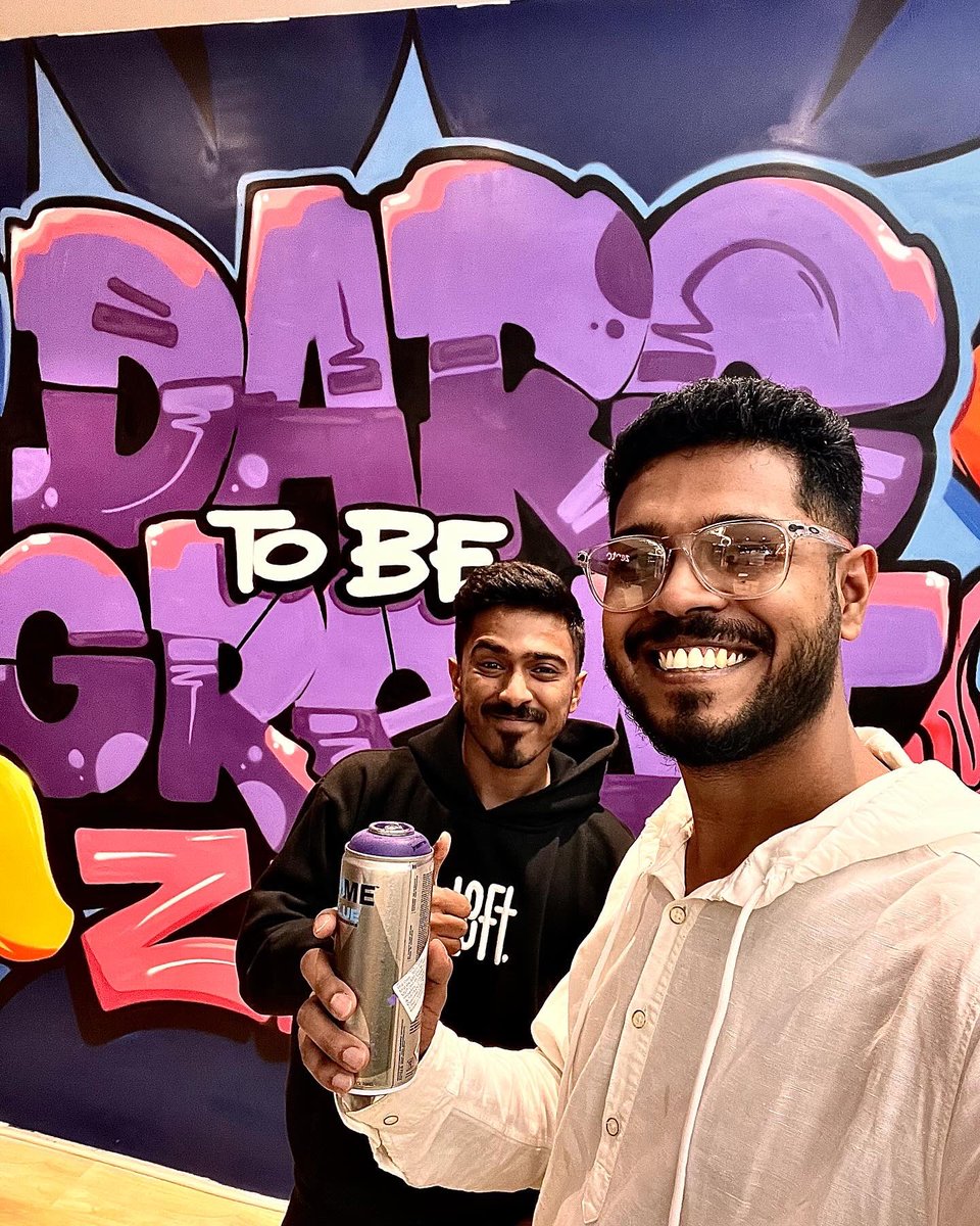 mrakhiljoy's tweet photo. Here’s some photos of an insanely cool #graffiti we made with  @rabahleft  at the @ZeptoNow office in Bangalore.  Matches our energy! https://t.co/FyCPelrxcv