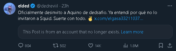 TyRexitoMC's tweet photo. Diferencia numero 1 entre Ded y Aquino.

La calidad de persona. https://t.co/ah55ro1IA3