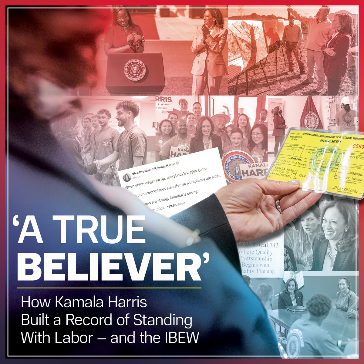 IBEW (@ibew) on Twitter photo . <a href="/KamalaHarris/">Kamala Harris</a> cast the deciding vote to save union members’ pensions. She broke a Senate tie to make historic job-creating investments in energy and manufacturing. She’s promoted union apprenticeships. Here's her record of standing with unions. bit.ly/3TytGpB . <a href="/KamalaHarris/">Kamala Harris</a> cast the deciding vote to save union members’ pensions. She broke a Senate tie to make historic job-creating investments in energy and manufacturing. She’s promoted union apprenticeships. Here's her record of standing with unions. bit.ly/3TytGpB
