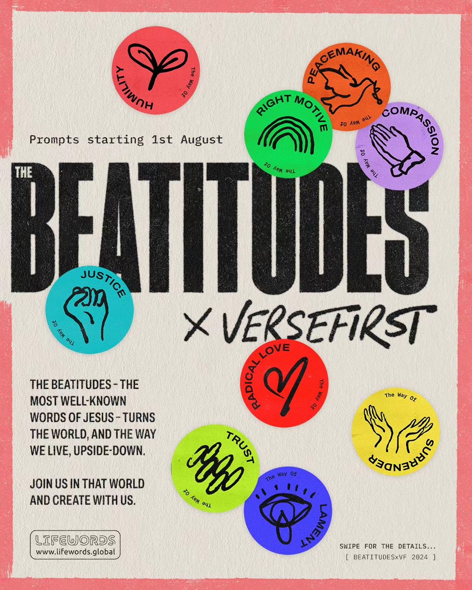 LifewordsUK's tweet image. Our friends at @versefirst are turning the designing #OverToYou!

Every two weeks they'll be sharing prompts, inspired by the words of Jesus in the Beatitudes, for you to do your creative thing with.

Post whatever you create and tag @versefirst for a chance to be featured.