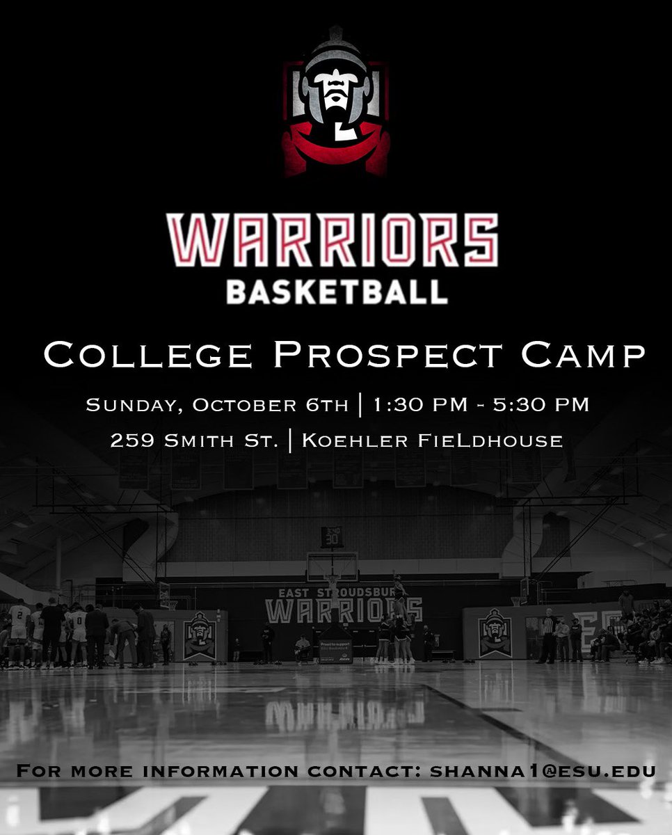 ‼️ FIRST CAMP OF THE FALL ‼️

ESU College Prospect Camp
🔘Sunday, October 6th
🔘1:30pm-5:30pm
🔘Koehler Fieldhouse

Great opportunity to compete and be evaluated in front of our entire coaching staff. Spots filling fast - REGISTER NOW!

register.ryzer.com/camp.cfm?sport…