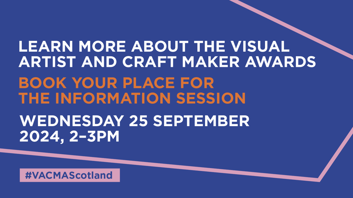 Live Borders Arts & Creativity (@livebordersarts) on Twitter photo Working on your #VACMAScotland application?
Book now for a place on the next info session hosted by the <a href="/CreativeScots/">Creative Scotland</a> Visual Arts Team. It will include an overview of VACMA, followed by a panel discussion and Q&A. Click the link for info and booking. rsvp.zkipster.com/_wzln4 Working on your #VACMAScotland application?
Book now for a place on the next info session hosted by the <a href="/CreativeScots/">Creative Scotland</a> Visual Arts Team. It will include an overview of VACMA, followed by a panel discussion and Q&A. Click the link for info and booking. rsvp.zkipster.com/_wzln4