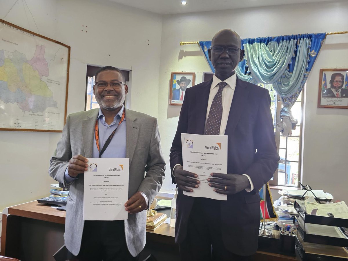 World Vision South Sudan (@wvsouthsudan) on Twitter photo 1/2: Today, <a href="/WorldVision/">World Vision</a> #SouthSudan signed an MOU with the National Ministry of Water Resources and Irrigation. The new partnership aims to improve water security and effective water resources management in Upper Nile State. #WASH #SDG6 1/2: Today, <a href="/WorldVision/">World Vision</a> #SouthSudan signed an MOU with the National Ministry of Water Resources and Irrigation. The new partnership aims to improve water security and effective water resources management in Upper Nile State. #WASH #SDG6