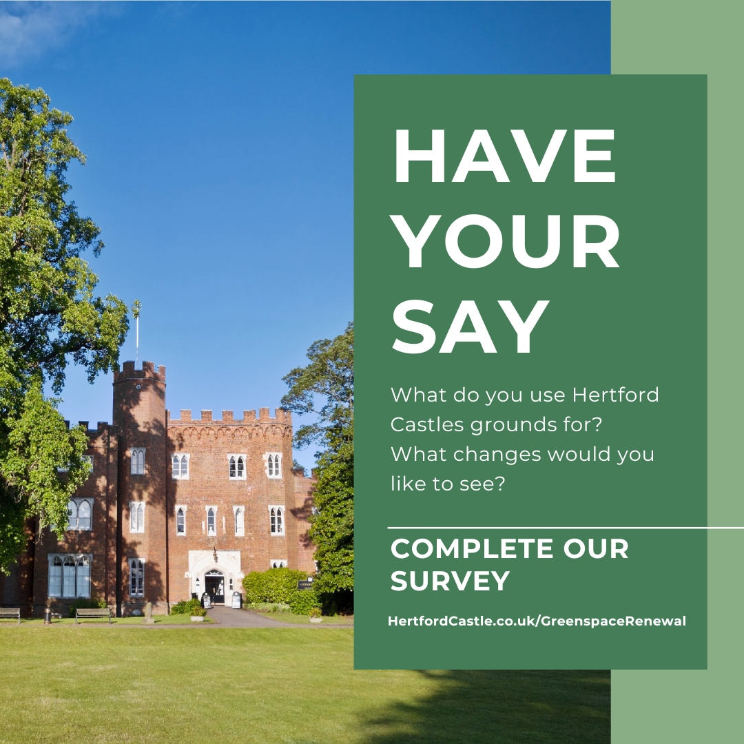 The Hertford Castle Greenspace Renewal team want to hear from you! 

We want to hear all about how YOU use the greenspaces at Hertford Castle, as well as what you think of our play area, bridges, paths and more! 

Learn more and complete our survey via: hertfordcastle.co.uk/greenspacerene…