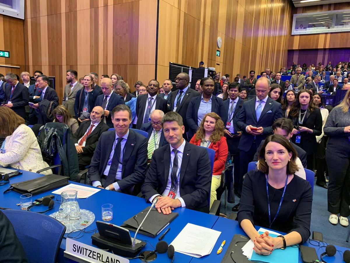 At the <a href="/iaeaorg/">IAEA - International Atomic Energy Agency ⚛️</a> General Conference, 🇨🇭 highlighted the significance of #nuclear safety, security and safeguards for the #peaceful uses of nuclear energy⚛️ #Switzerland is an active supporter of the Agency and it's independent, impartial and professional work 🤝 #IAEAGC