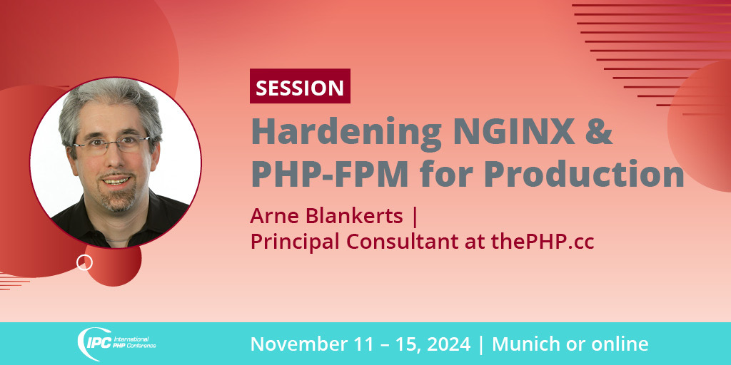 phpconference's tweet image. 🔒 Secure your #NGINX & #PHPFPM setups for production! Join Arne Blankerts at #IPCConference to learn key techniques for hardening configurations on servers, VMs, or containers! 💡
➡️ ow.ly/wNLM50TpgJK