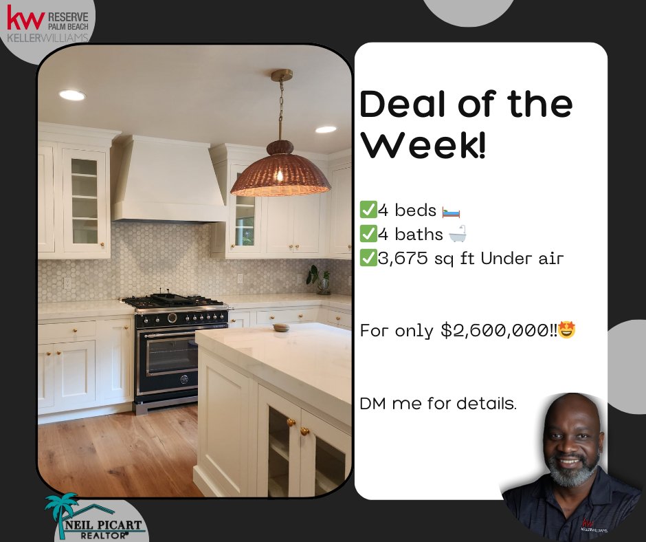 neilpicart's tweet image. Deal of the Week!

Boca Raton, FL
✅4 Beds
✅4 Baths
✅ 3,675 sq ft Under air

For only $2,600,000‼️🤩

#forsale #4bedroom #4bath #BocaRaton #moveinready #relocation #homeforsale #sellinghome #neilpicart #singlefamilyhome #kwreservepalmbeach #westpalmbeach #royalpalmbeach
