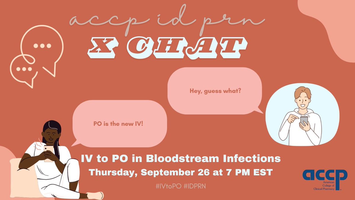 Are you using PO agents 💊 in the setting of bloodstream infections 🧫?

Join the #IDPRN as we host an X chat to discuss! We are looking forward to learning from you all 🤓🤍

🗓️ Thursday, 9/26
⏰ 7 PM EST