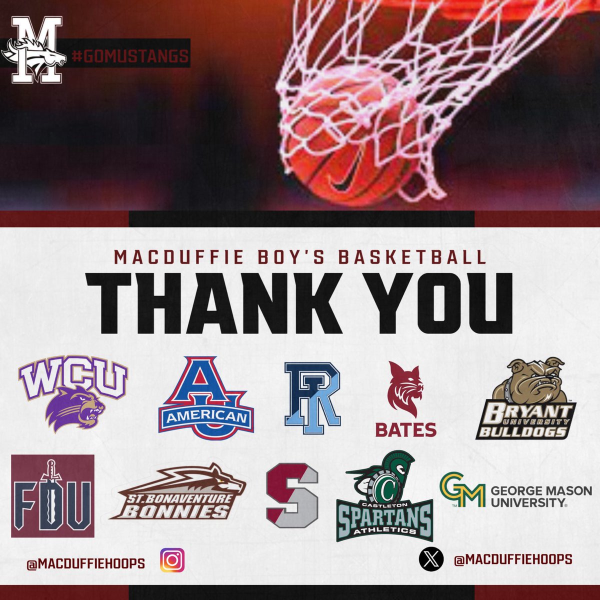 MacDuffie Basketball (@macduffiehoops) on Twitter photo Thank you for all the College Coaches in attendance!
<a href="/CatamountMBB/">Western Carolina Basketball</a>
<a href="/BatesCollegeMBB/">Bates College Men's Basketball</a>
<a href="/American_MBB/">American MBB</a>
<a href="/FDUKnightsMBB/">FDU Men's Basketball</a>
<a href="/RhodyMBB/">Rhody MBB</a>
<a href="/MasonMBB/">George Mason Men's Basketball</a>
<a href="/BonniesMBB/">Bonnies Men's Basketball</a>
<a href="/BryantHoops/">Bryant Men's Basketball</a>
<a href="/BirthplaceBBall/">Springfield College Men’s Basketball</a>
<a href="/CastletonSports/">Castleton Spartans</a>
#MacDuffieHoops #NEPSACAA Thank you for all the College Coaches in attendance!
<a href="/CatamountMBB/">Western Carolina Basketball</a>
<a href="/BatesCollegeMBB/">Bates College Men's Basketball</a>
<a href="/American_MBB/">American MBB</a>
<a href="/FDUKnightsMBB/">FDU Men's Basketball</a>
<a href="/RhodyMBB/">Rhody MBB</a>
<a href="/MasonMBB/">George Mason Men's Basketball</a>
<a href="/BonniesMBB/">Bonnies Men's Basketball</a>
<a href="/BryantHoops/">Bryant Men's Basketball</a>
<a href="/BirthplaceBBall/">Springfield College Men’s Basketball</a>
<a href="/CastletonSports/">Castleton Spartans</a>
#MacDuffieHoops #NEPSACAA