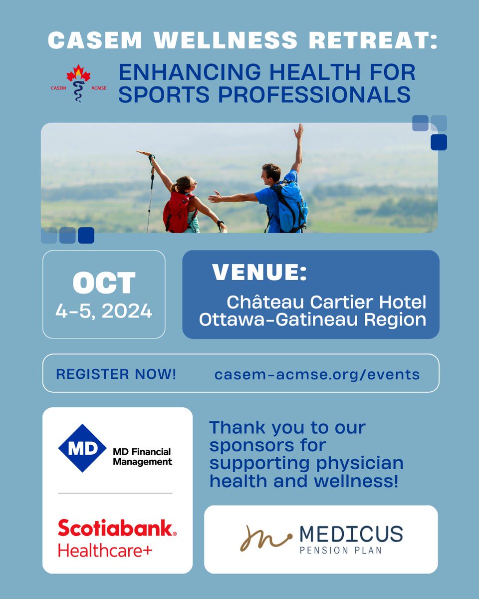 CASEMACMSE's tweet photo. Have you registered yet? There's still time! Learn how to prioritize your well-being 👉 https://t.co/3evhrqA79t

Thanks to our industry sponsors Medicus Pension Plan &amp; @Financial_MD for championing physician wellness and making this event possible. 🙌 https://t.co/sLZkrEBYJi