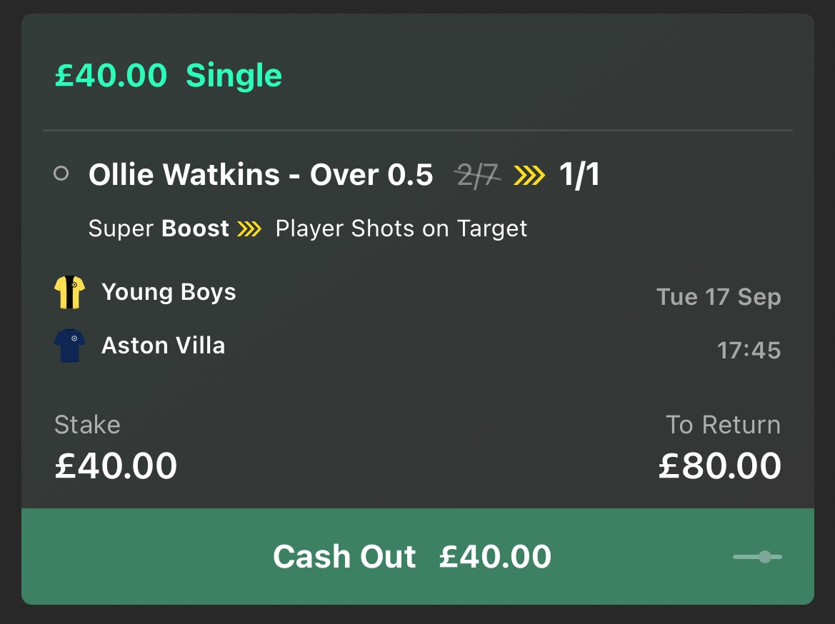 😍 FREE MONEY! Ollie Watkins free £80 cash giveaway!

If this Aston Villa vs Young Boys super boost wins, we’ll give away £80 free cash!

👉 £40 to someone who LIKES this tweet.
👉 £40 to someone who RETWEETS this tweet.

Must be following us. Ready? Go!