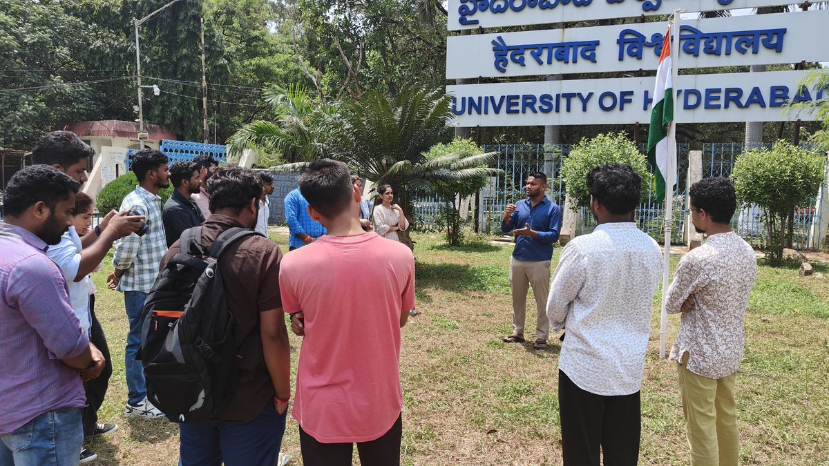 abvphcu's tweet photo. ABVP HCU hoisted the National Flag on Hyderabad Liberation Day, celebrating the region's freedom. The event honored the sacrifices made during the liberation struggle. Jai Hind! #hcu #education #uoh #activism #uohyd #hyderabad #students #telangana #india #bharat https://t.co/J8a2d9kwE6