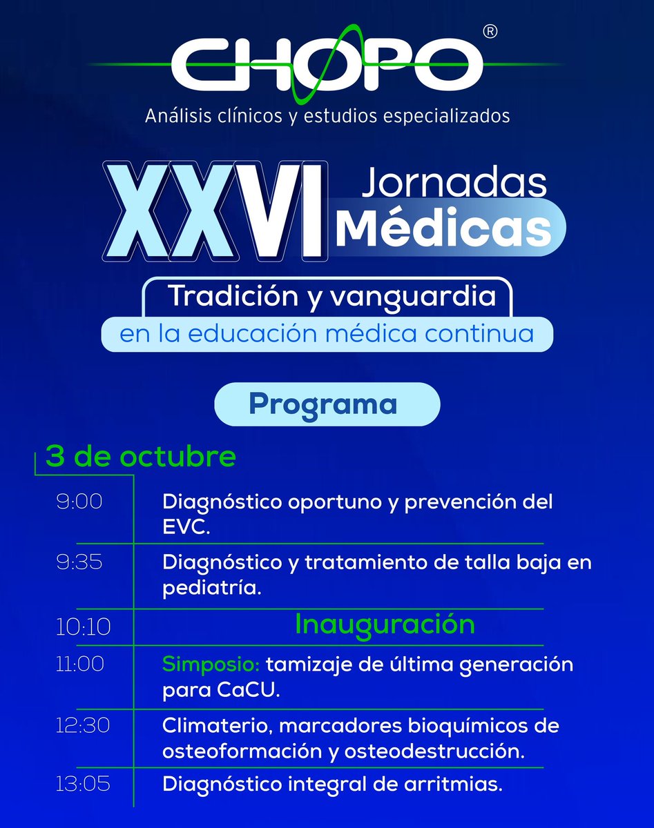 El cáncer cervicouterino es de las primeras causas de muerte entre las mexicanas. Por eso este 3 de octubre, en las #JornadasMédicasChopo habrá un simposio sobre tamizaje de última generación para esta enfermedad. Doctores, regístrense en jornadasmedicaschopo.com <a href="/LabMedicoChopo/">Laboratorio Médico del Chopo</a>