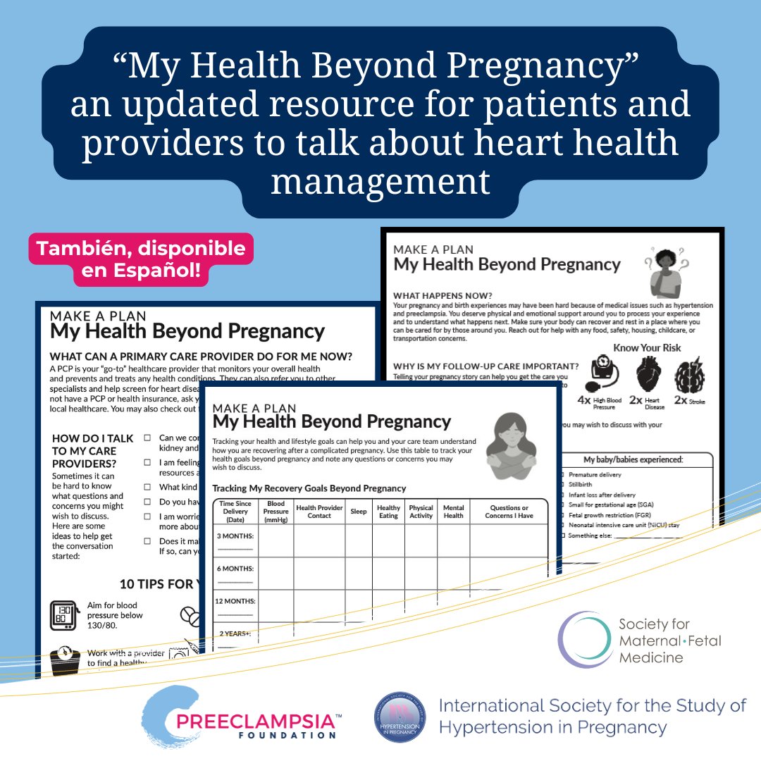 Excited to unveil v2.0 of our free "My Health Beyond Pregnancy" tool, designed in partnership with <a href="/ISSHP1/">ISSHP</a> &amp; <a href="/MySMFM/">SMFM</a> to guide preeclampsia survivors through optimizing their long-term #hearthealth care! Learn more at: preeclampsia.org/beyondpregnancy