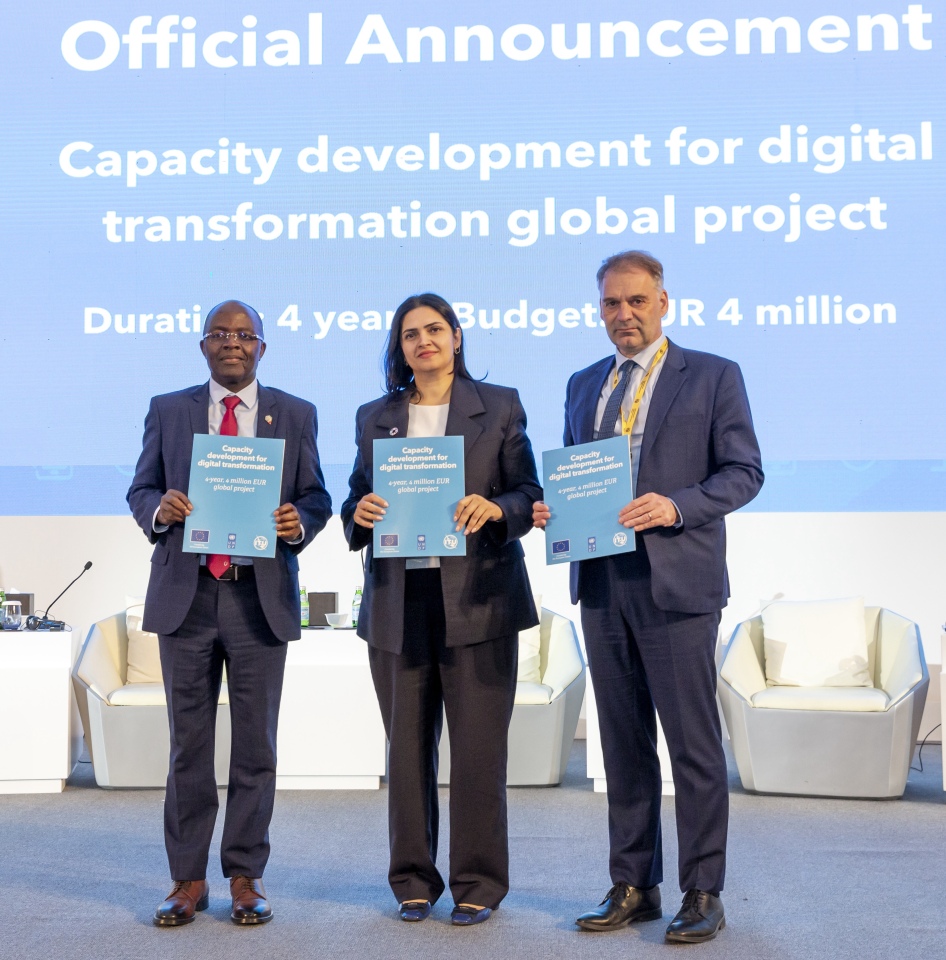 Happy to announce the 4-year, EUR 4 million <a href="/ITU/">Int’l Telecommunication Union</a>-<a href="/UNDP/">UN Development</a>-<a href="/EU_Partnerships/">EU International Partnerships 🇪🇺</a> Capacity Development for #DigitalTransformation project - an impactful partnership to train 5,000 professionals by 2027 and drive a sustainable #DigitalFutureForAll. 
<a href="/ITU/">Int’l Telecommunication Union</a> #DigitalSkills Forum 
<a href="/TRABahrain/">TRA Bahrain</a>
