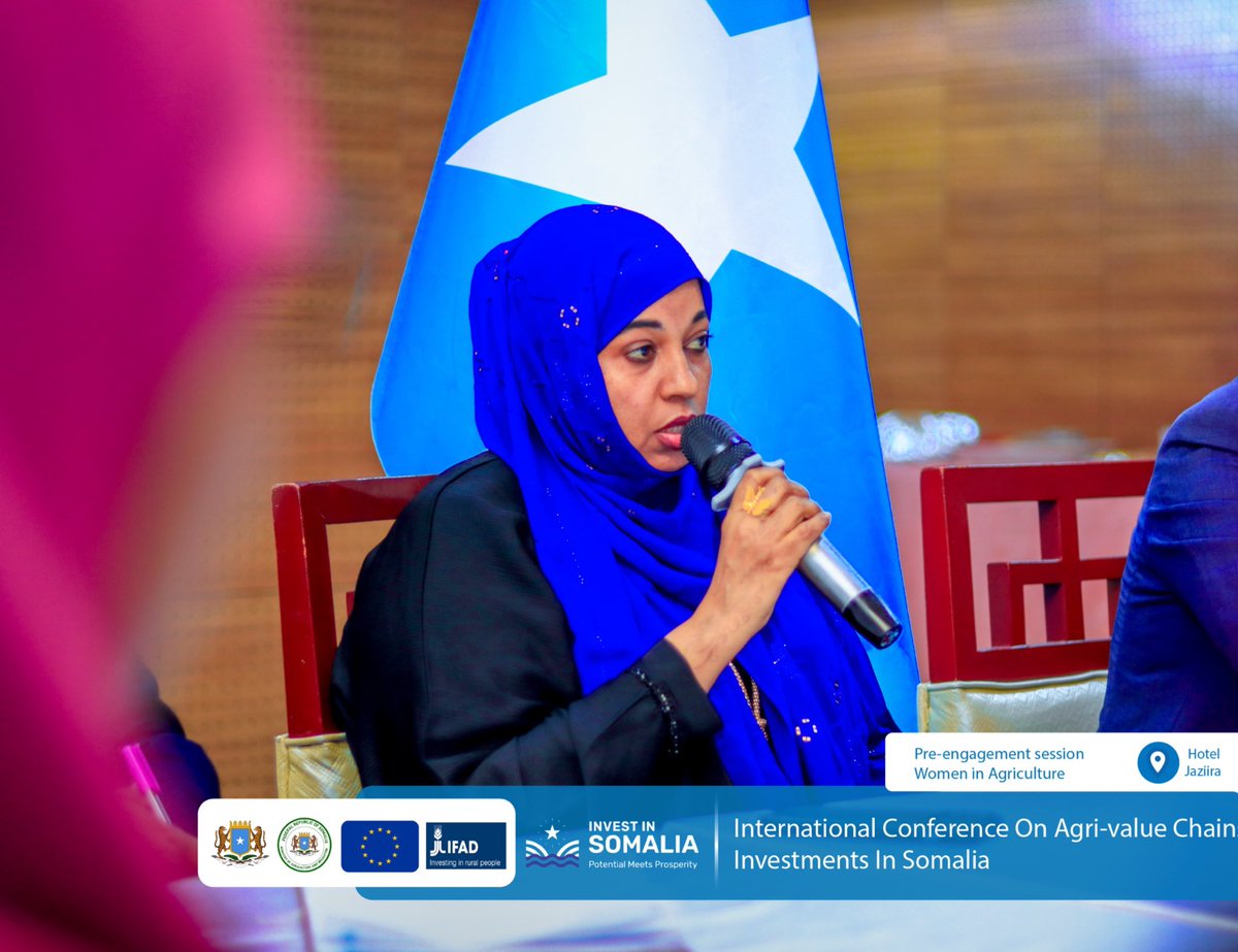 AbdirisakUrug's tweet photo. Empowering Somali women to take a leading role in #AgriValueChains is key to boosting agricultural productivity. Today’s meeting at Jazeera Hotel, hosted by @MOASomalia, is all about enhancing their participation in the upcoming International Conference on Agri-Value Chains Investments. #Somalia
