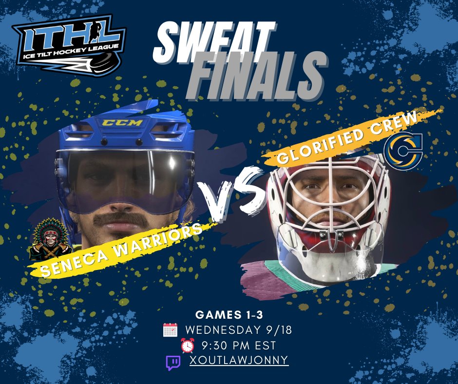 The <a href="/WarriorsITHL/">Seneca Warriors🪓🏒</a> 🪓are in the FINALS! We play 🆚Glorified Crew (<a href="/TrapHouseHC/">Trap House</a>) on 🗓️Wednesday 9/18 at ⏰9:30 pm est (games 1-3) 📺twitch.tv/xoutlawjonny
<a href="/IceTiltHL/">ITHL</a> 
<a href="/EASPORTSNHL/">EA SPORTS NHL</a> <a href="/EASPORTS/">EA SPORTS</a>
#nhl24 #ps5 #xbox #gaming #esports #finals #playoffs #gotribe