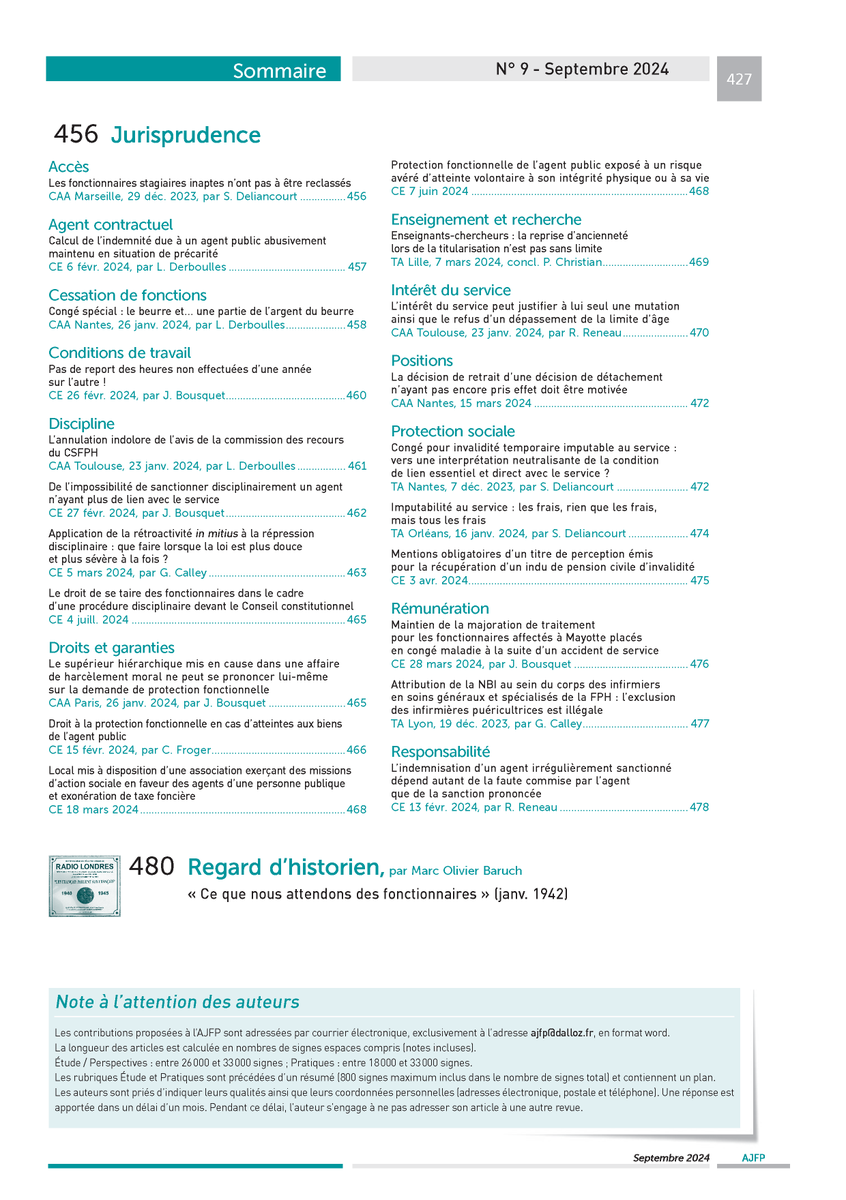 🔔Le numéro de septembre de l’AJFP est disponible disponible sur Dalloz Revues ▶️ bit.ly/DR-AJFP et sur dalloz.fr ▶️ bit.ly/DZ-AJFP
Bonne lecture !