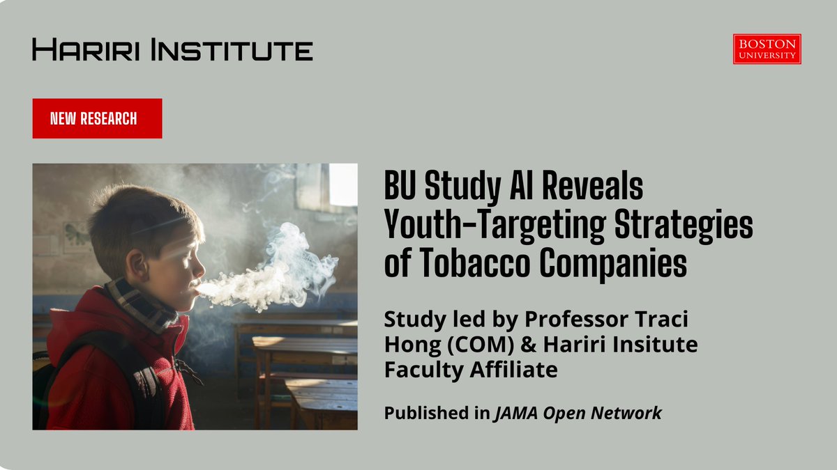 BU_Computing's tweet image. New AI research led by @BU_Tweets  Hariri Institute Faculty Affiliate @TraciJHong (COM) reveals that regulatory loopholes have allowed tobacco companies to target youth using social media.

Study findings published in @JAMANetworkOpen  show  the vast majority (87%) of Instagram…