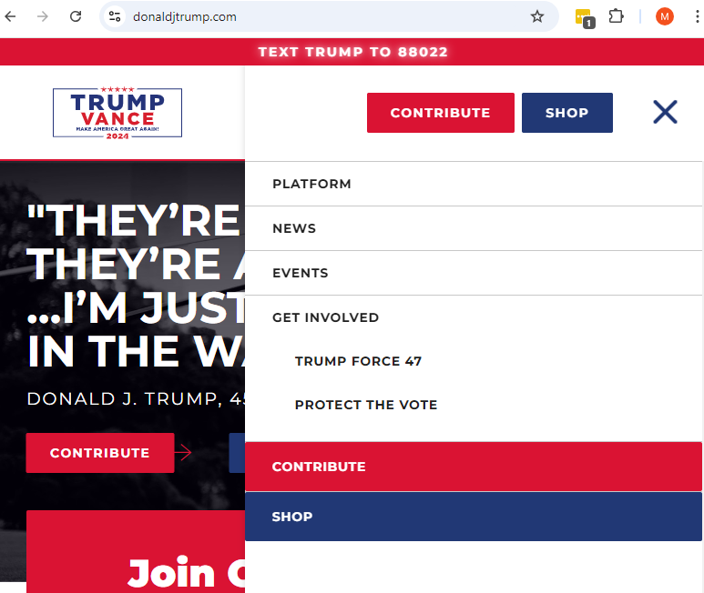 besttrousers's tweet photo. Weird that the Trump-Vance website doesn't have basic stuff like "candidate biographies". https://t.co/JLLVUpUEz6