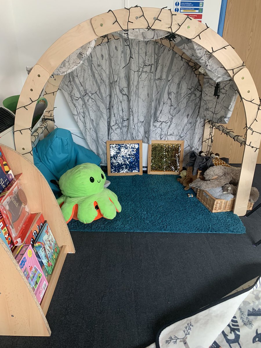 The team have had lots of planning meetings this week and last. On our travels, we found this cosy corner in a room designed for children who need some extra help and we loved the giant feelings octopus