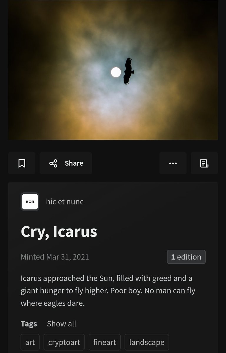 Small thread - Not a rant, I swear.

1/My first mint, Mar 31, 2021. Since then I've sold and collected several pieces through multiple blockchains.

You probably don't see my posts and don't even know my art and yet I've been "here" longer than most of you.

Continues ⬇️