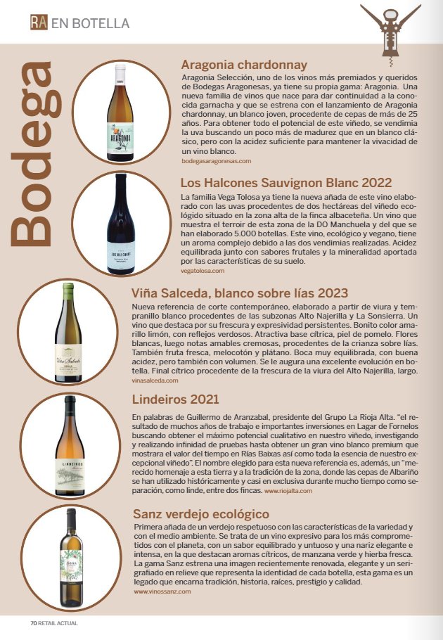 Qué buena recomendación nos hace María Corcuera en este número de Retail Actual de <a href="/infoedita/">InfoEdita</a> 🫶. El primer Sanz Ecológico de <a href="/VinosSanz/">Bodega Vinos Sanz</a> es siempre una gran opción.