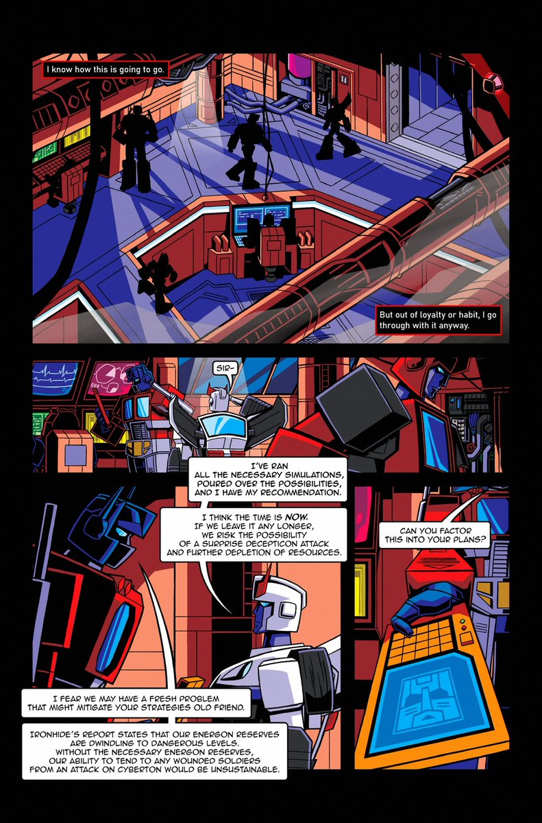 Happy #transformers day - have a look at some more pages from our new fan comic I’m writing with exceptional interiors by <a href="/Quillobyte_/">Quillobyte_ (On hiatus)</a>  + cover by <a href="/SDC_MisterJazzz/">Steve Cook</a>

Titled ‘The battle of autobot city’, it fills in story before the 1986 movie!

#TransformersOne