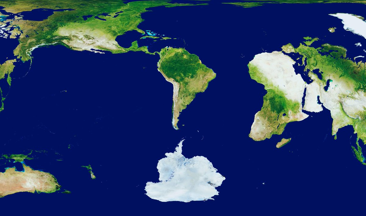 World map centered around Argentina. Will feel very natural for all Argentineans and super weird to anyone else.