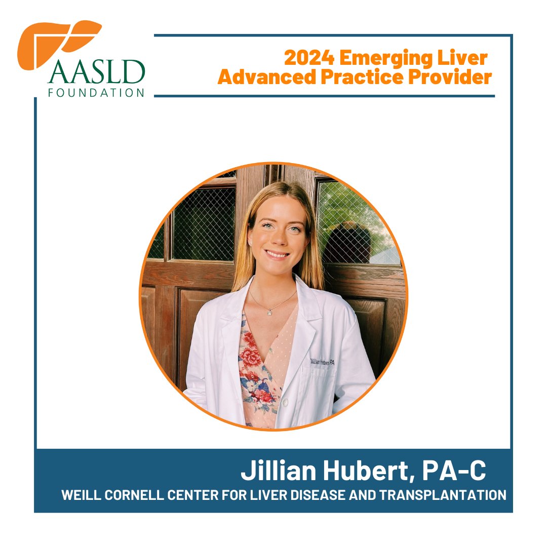 AASLDFoundation's tweet image. Introducing the 2024 Emerging Liver Advanced Practice Providers! 🤩 Huge congrats to Jillian Hubert, PA-C, Kristy Kiermaier DNP, FNP-BC, and Kristen Knoph, PharmD. 
Learn more about AASLD Foundation&apos;s 2024 awardees at aasldfoundation.org/2024-emerging-…