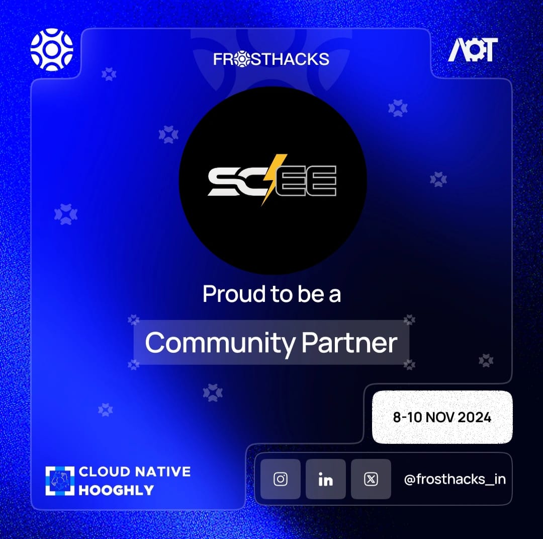 sceeaot's tweet photo. We are thrilled to announce that SC-EE has been selected as official community partner for Frost Hacks! ❄️💻 organized by Cloud Native Hooghly,from 8-10 November 2024.

Referral Link👇🏻
https://t.co/9k2YYC2I1p

#hackathon #frosthacks #scee https://t.co/5nqMTB1NWk