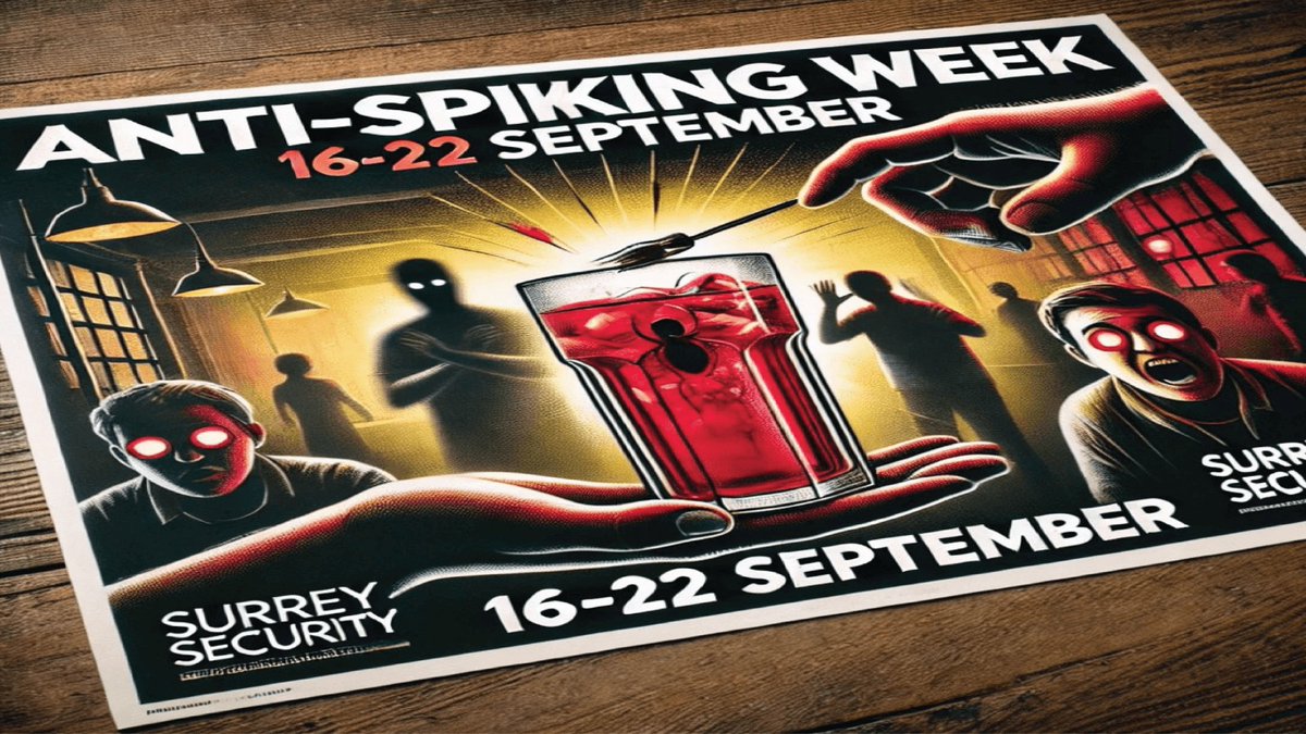 🛡 Anti-Spiking Awareness Week: 16th - 22nd September 🛡

We're proud to support Anti-Spiking Week alongside UK police forces. Spiking is a serious crime that can happen through drinks, vapes, or injections—without consent.

 #SpikingIsACrime #PublicSafety #SurreySecurity